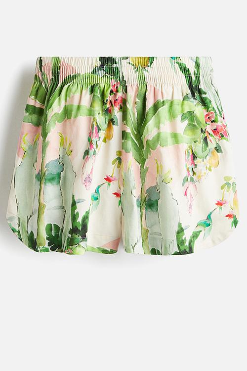 Patterned cotton shorts - light pink/patterned