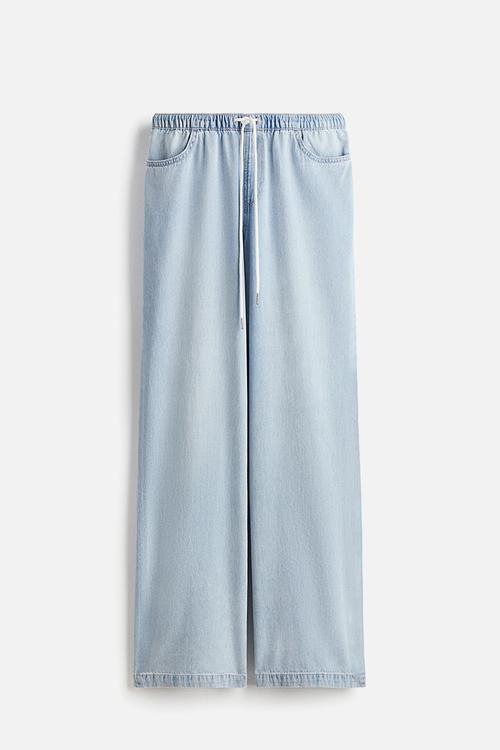 Denim drawstring trousers - pale denim blue