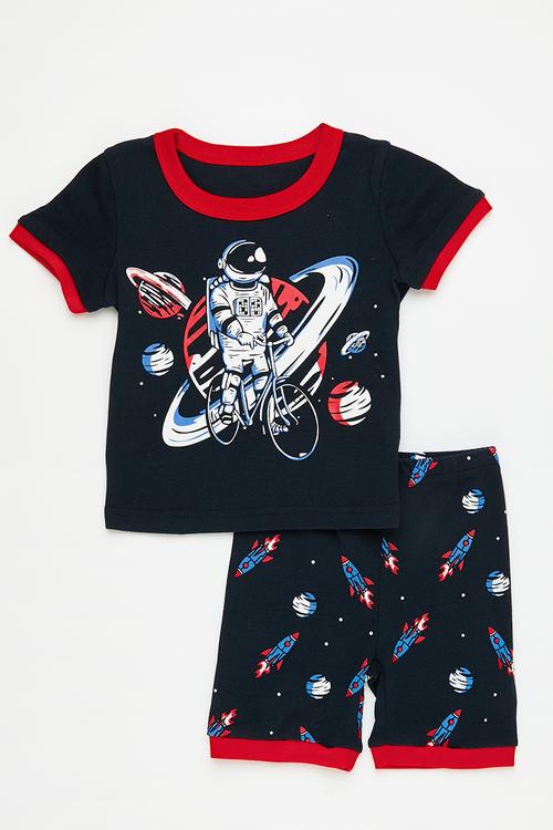 Tee & shirts pj set - black/red/astronaut