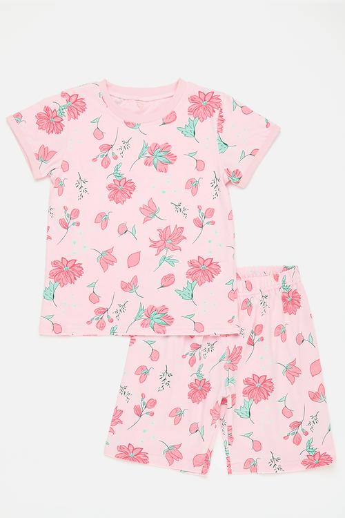 Floral tee & short set - pink