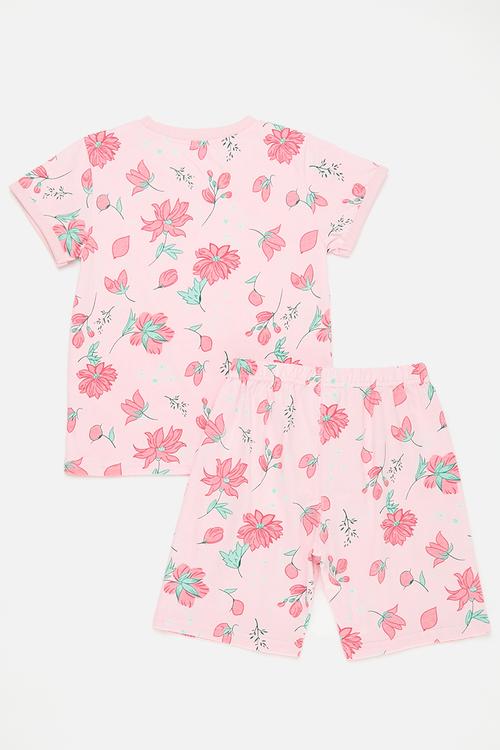 Floral tee & short set - pink