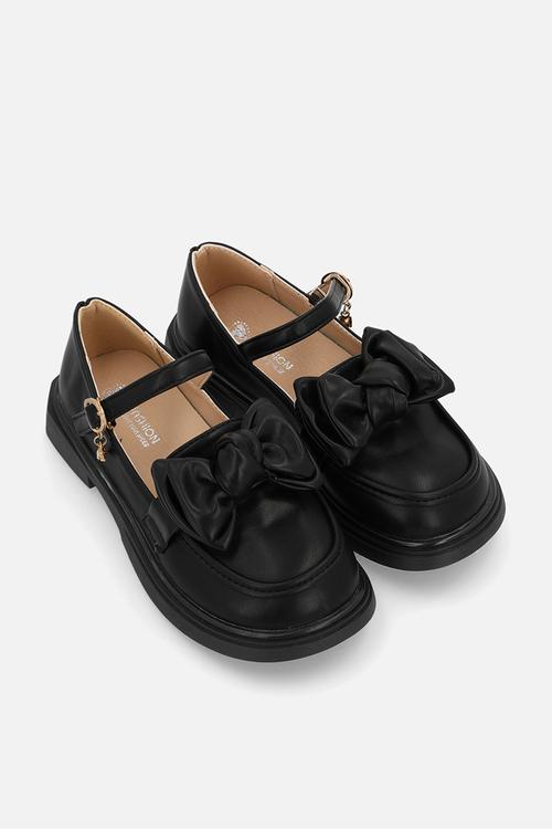 Mary jane loafer with bow - black