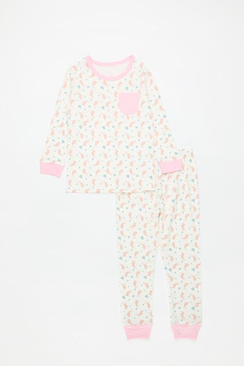 Pyjama set - white/pink/bunnies