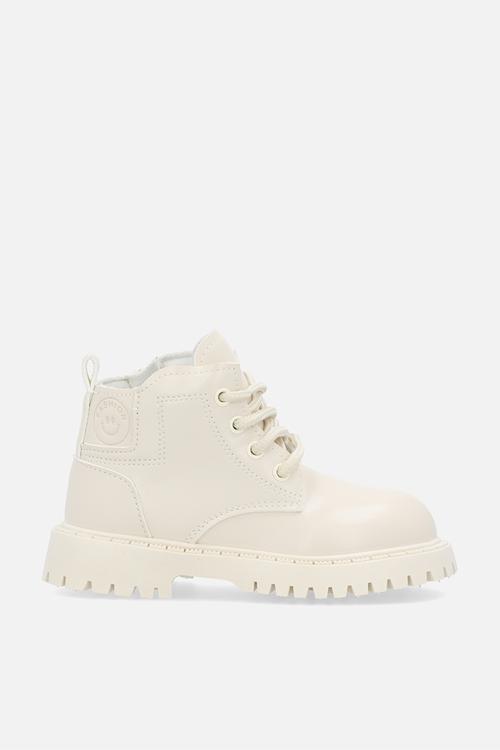 PU lace-up boots - ivory