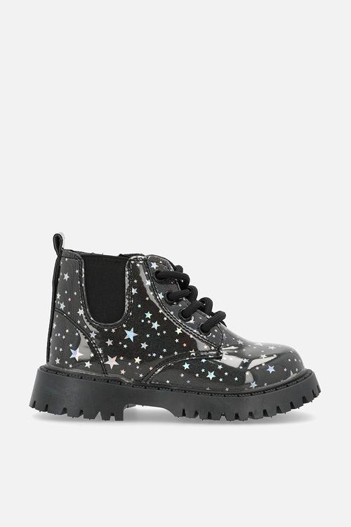 Star printed boots - black