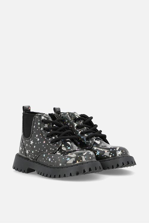 Star printed boots - black
