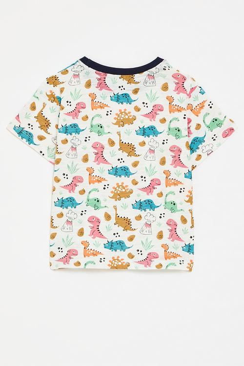 Dino all-over print tee - white/navy