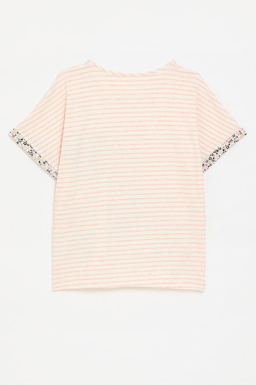 Patchwork crew neck tee - neutral stripes/multi