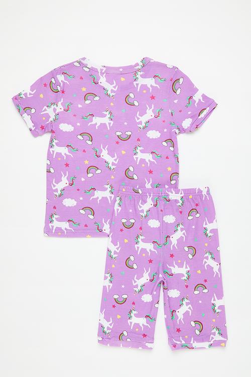 Tee & shorts pj set - purple/ponies