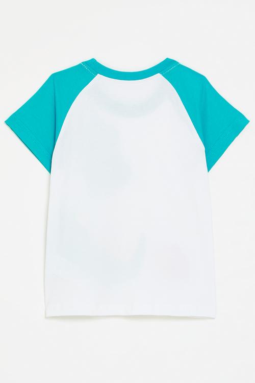 Dino graphic raglan tee - blue/white
