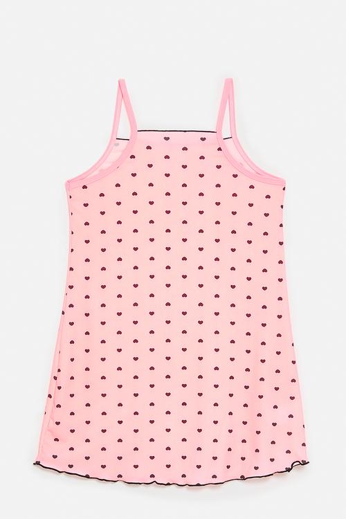 Cami night dress - light pink black hearts