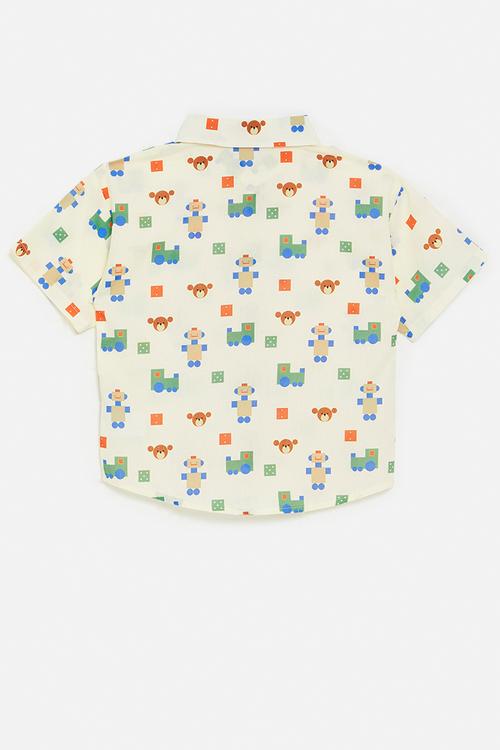 Resort shirt - cream/pixels