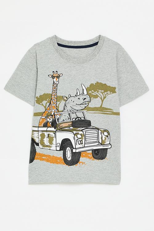 Safari theme graphic tee - grey