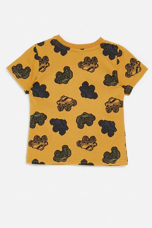 All-over-print monster truck tee - mustard
