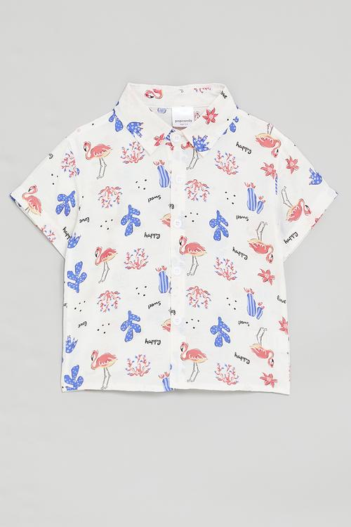 Flamingo all-over-print shirt - off white