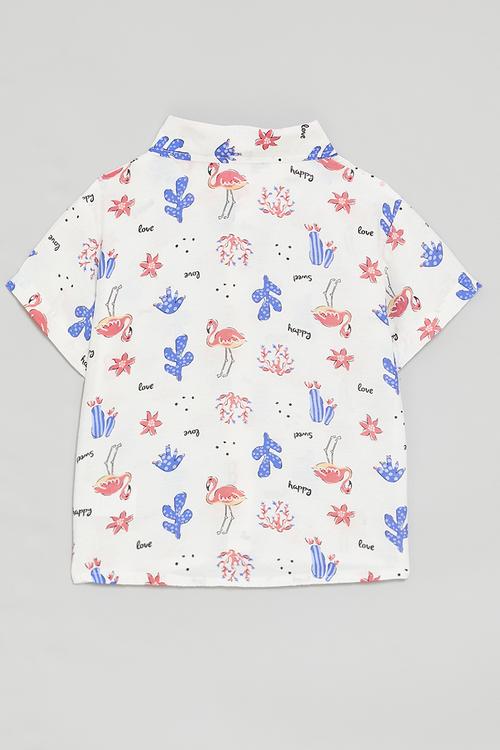 Flamingo all-over-print shirt - off white