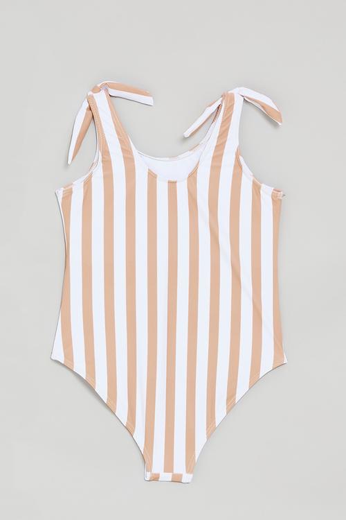 One piece swimsuit - light tan stripes