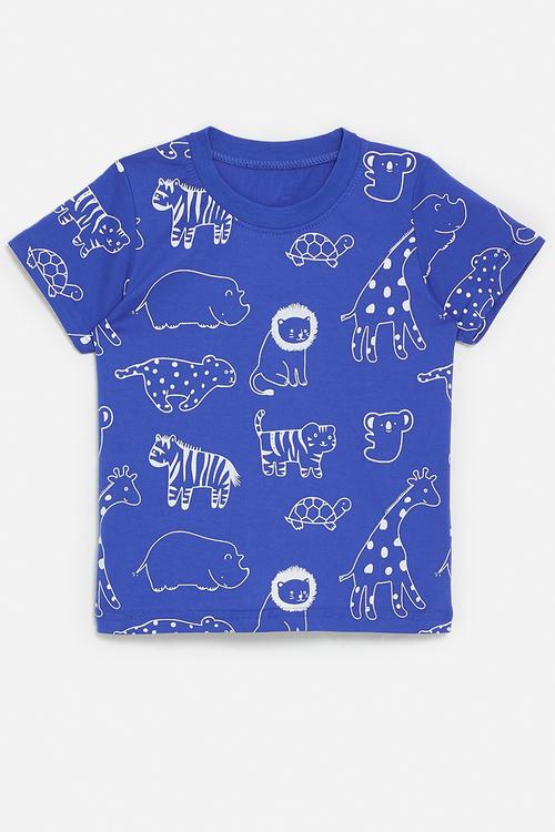 Wild animal graphic tee - royal blue