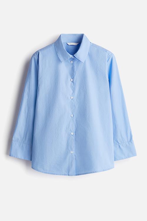 Cotton poplin shirt - light blue
