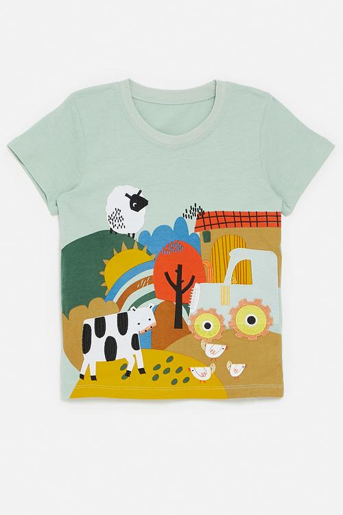 Farm life graphic tee - light sage green