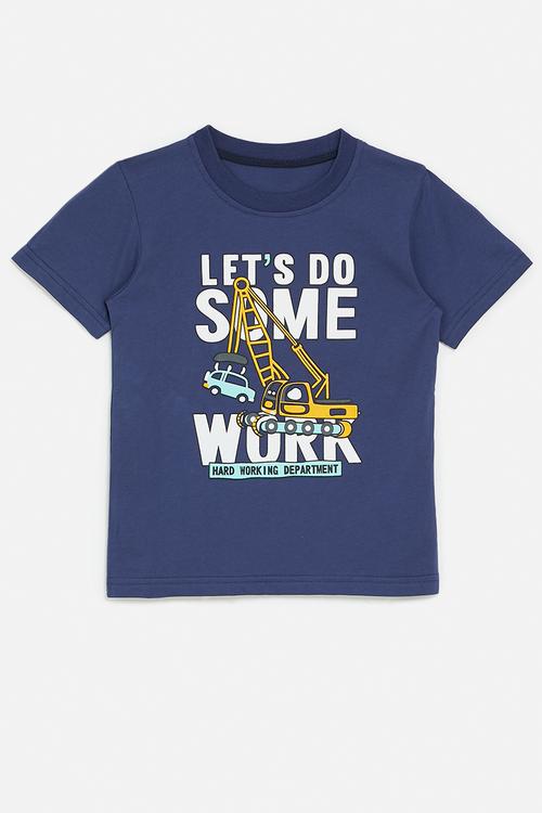 Slogan and graphic tee - navy/lets do some work
