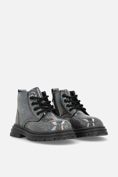 Glitter boots - gunmetal silver/black