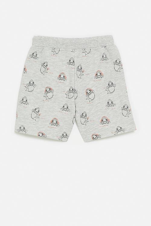 Shark all-over print shorts - light grey