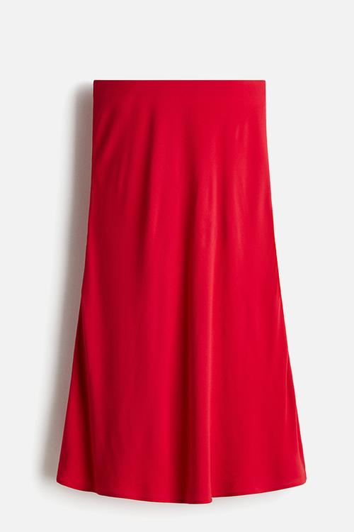 Flared slip skirt - red