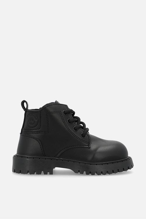 PU lace-up boots - black
