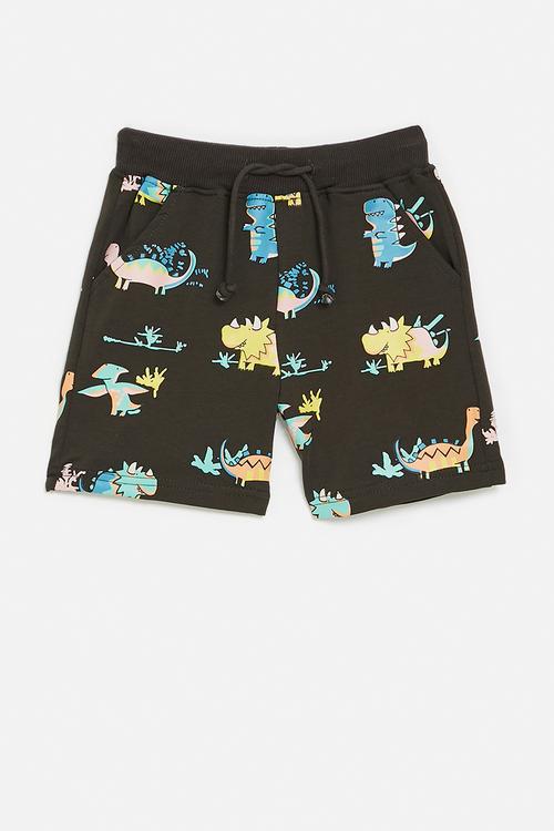 Dino all-over print shorts - black