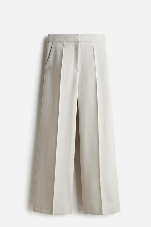 Wide tailored trousers - light beige