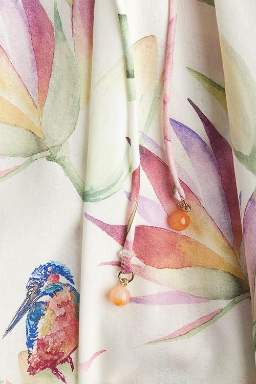 Tie-belt dress - white/floral
