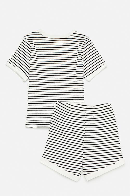 Tee & shorts set - white/black stripe