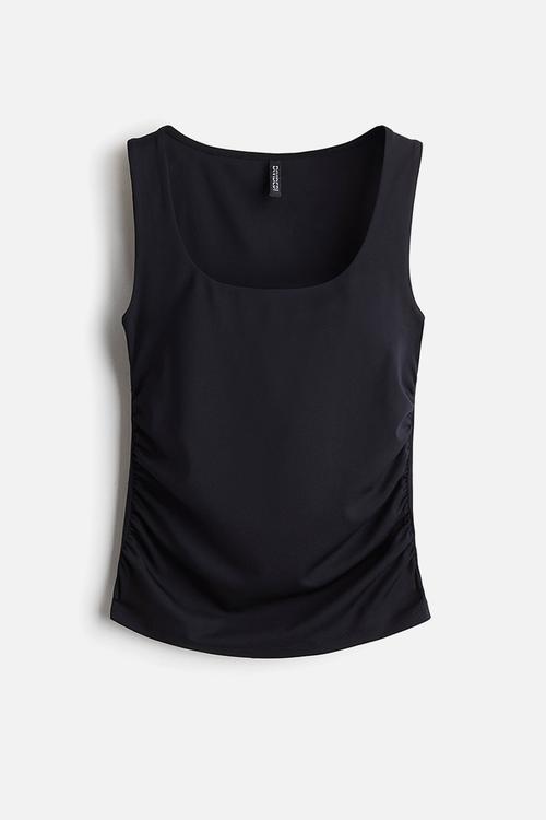 Ruched vest top - black