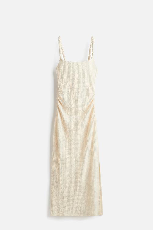 Textured jersey midi dress - cream