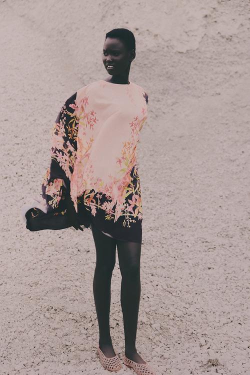 Printed kaftan dress - light pink/floral