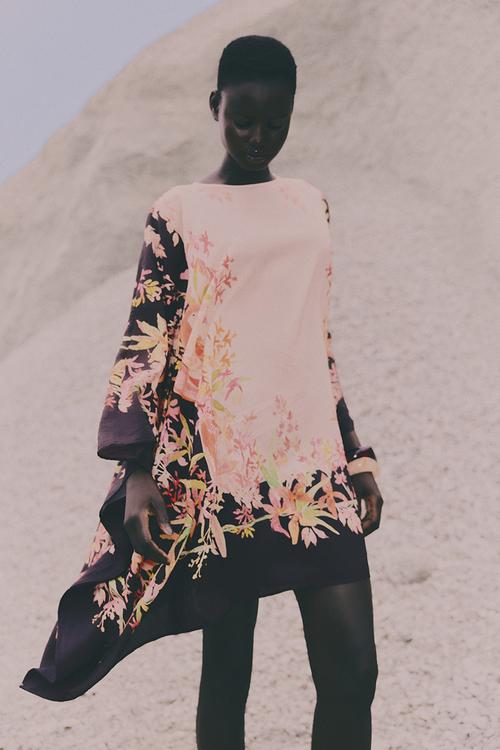 Printed kaftan dress - light pink/floral