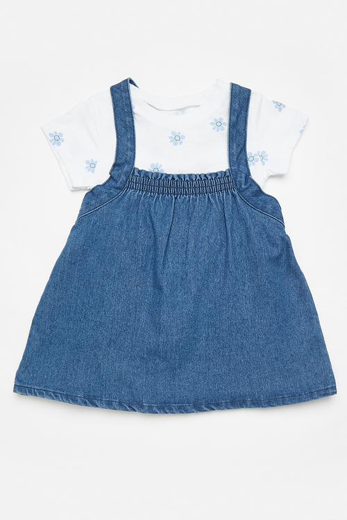 Dungaree dress & top set - white/navy