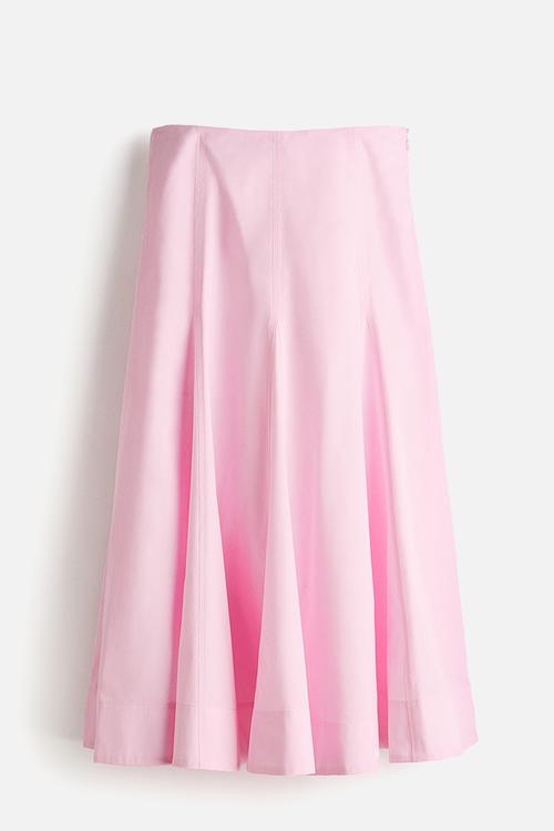 Flared cotton poplin skirt - pink