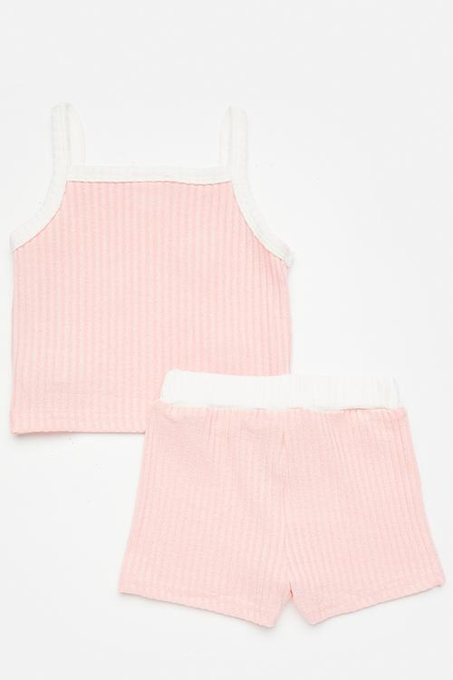 Spaghetti top & shorts set - pink/white flowers