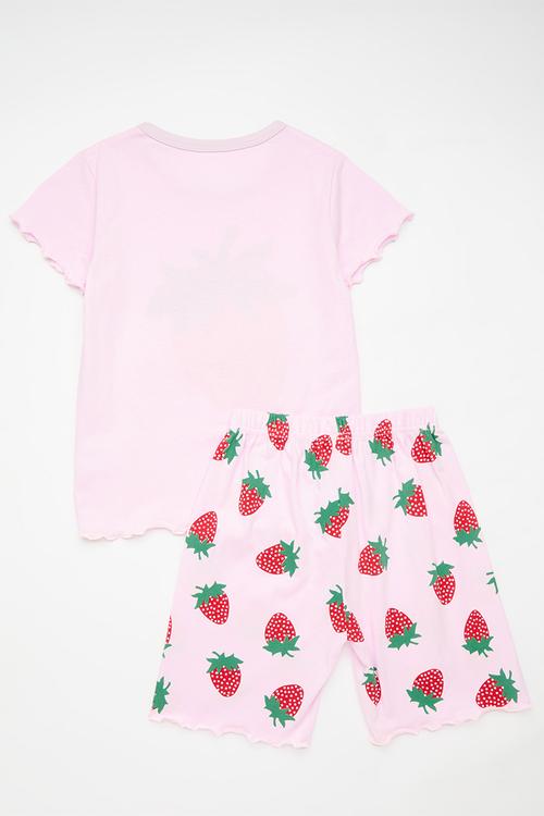 Strawberry print tee & short set - pink