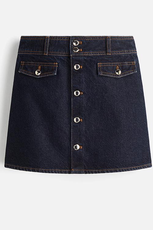 A-line denim mini skirt - dark denim blue