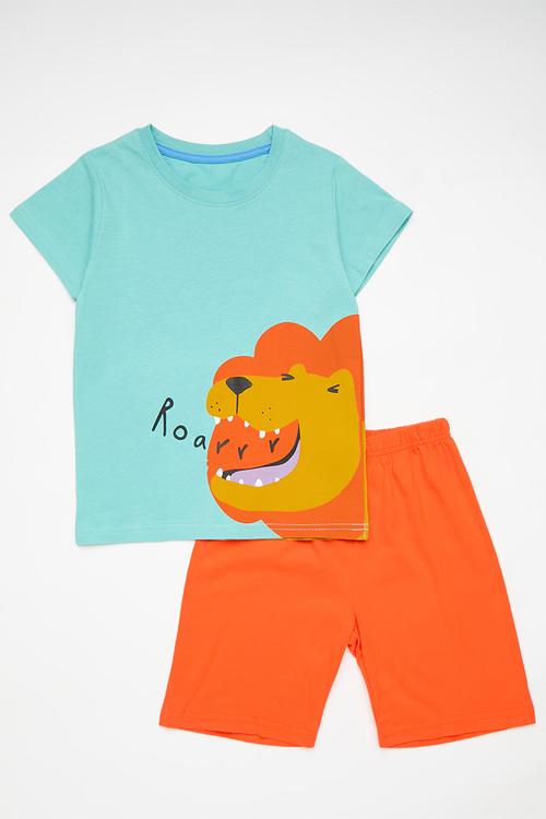 Tee & short set - blue & orange