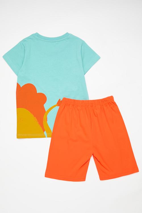 Tee & short set - blue & orange