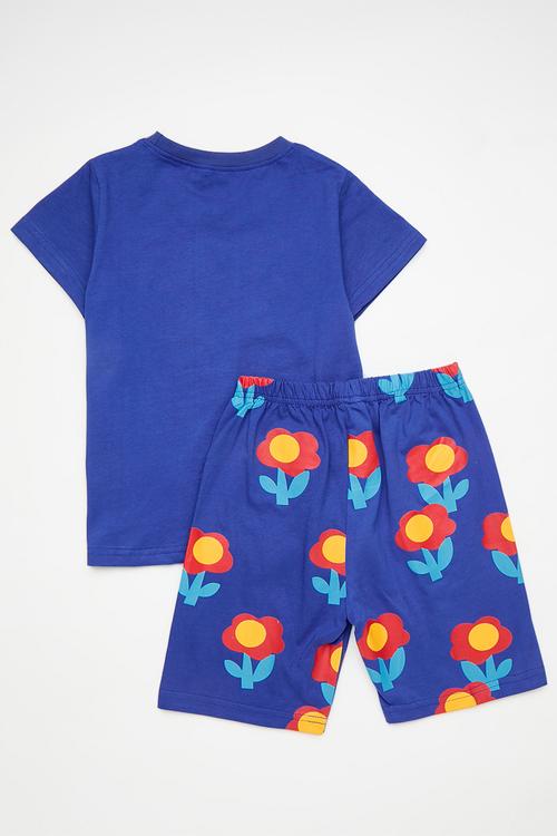 Tee & printed short set - blue