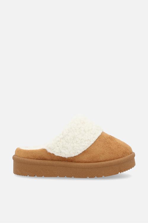 Sherpa lined slippers - tan