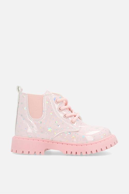 Metallic star aop boot - pink