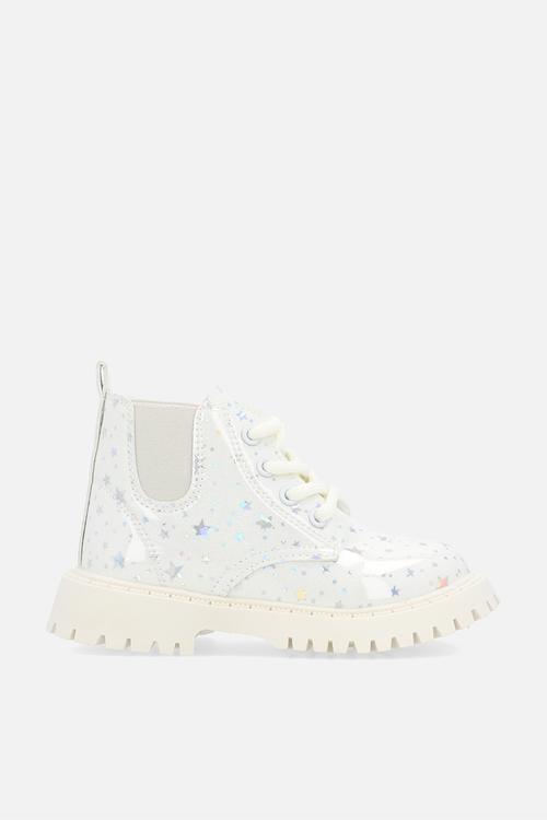 Star printed boots - white silver/cream