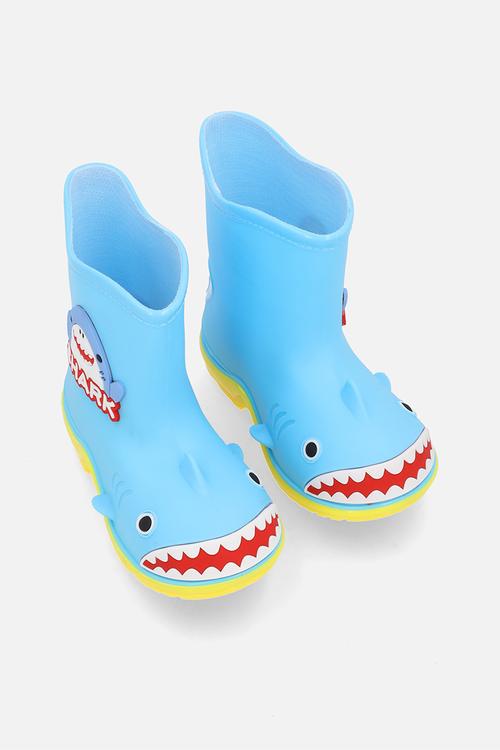 Shark rain boots - light blue/yellow