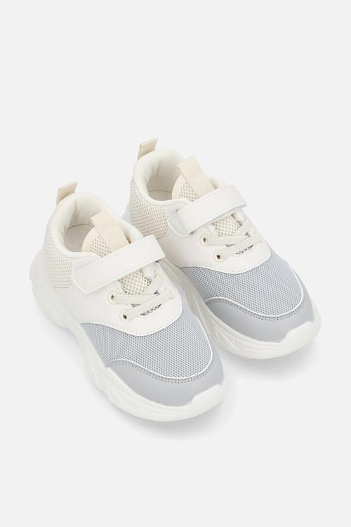 Colour block lace up sneakers-blue & white